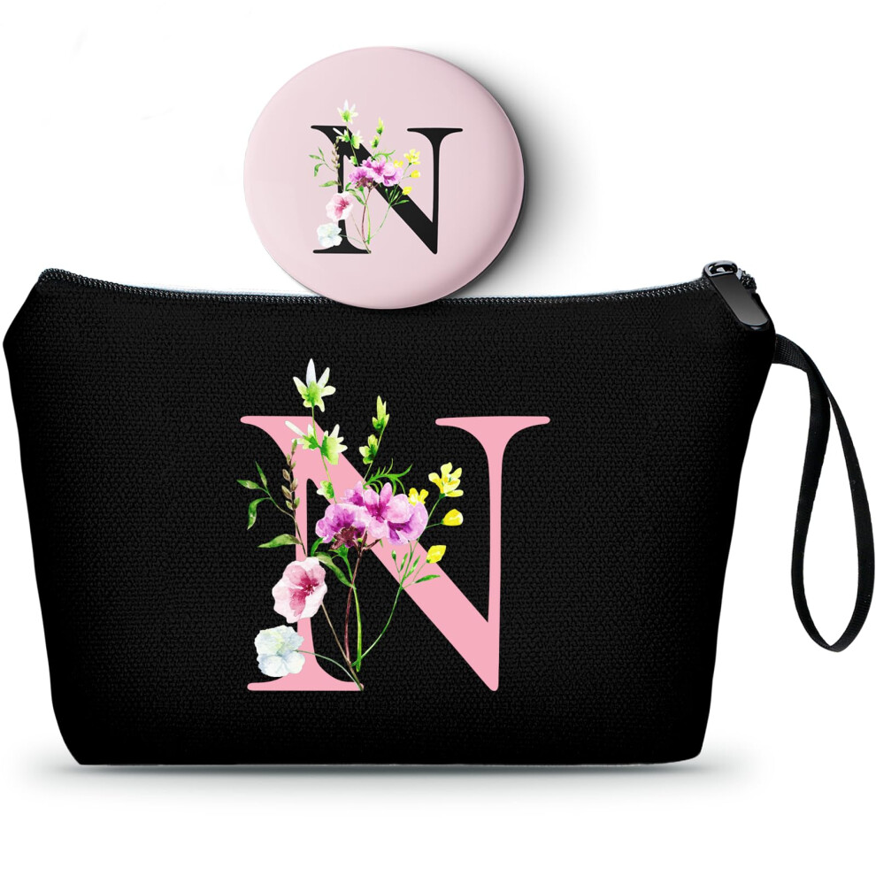 Seamoon Bride To Be Birthday Womens Unique Initial Monogram Gifts For Women Mom Personalized Travel Makeup Cosmetic Bag With Mirror Valentines Mother