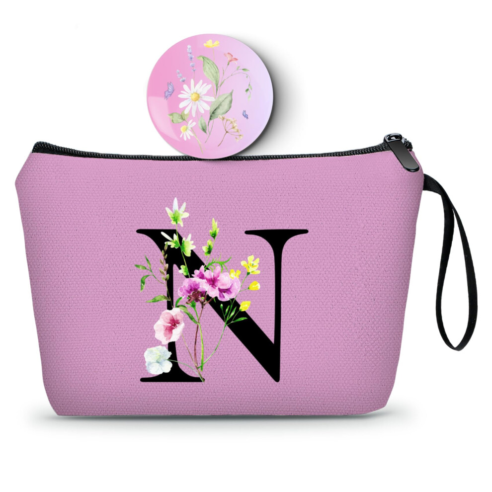 Seamoon Appreciation Initial Monogram Gifts For Sisters From Sister Employees Team Bride Womens Unique Mom Personalized Makeup Cosmetic Bag With Mirr