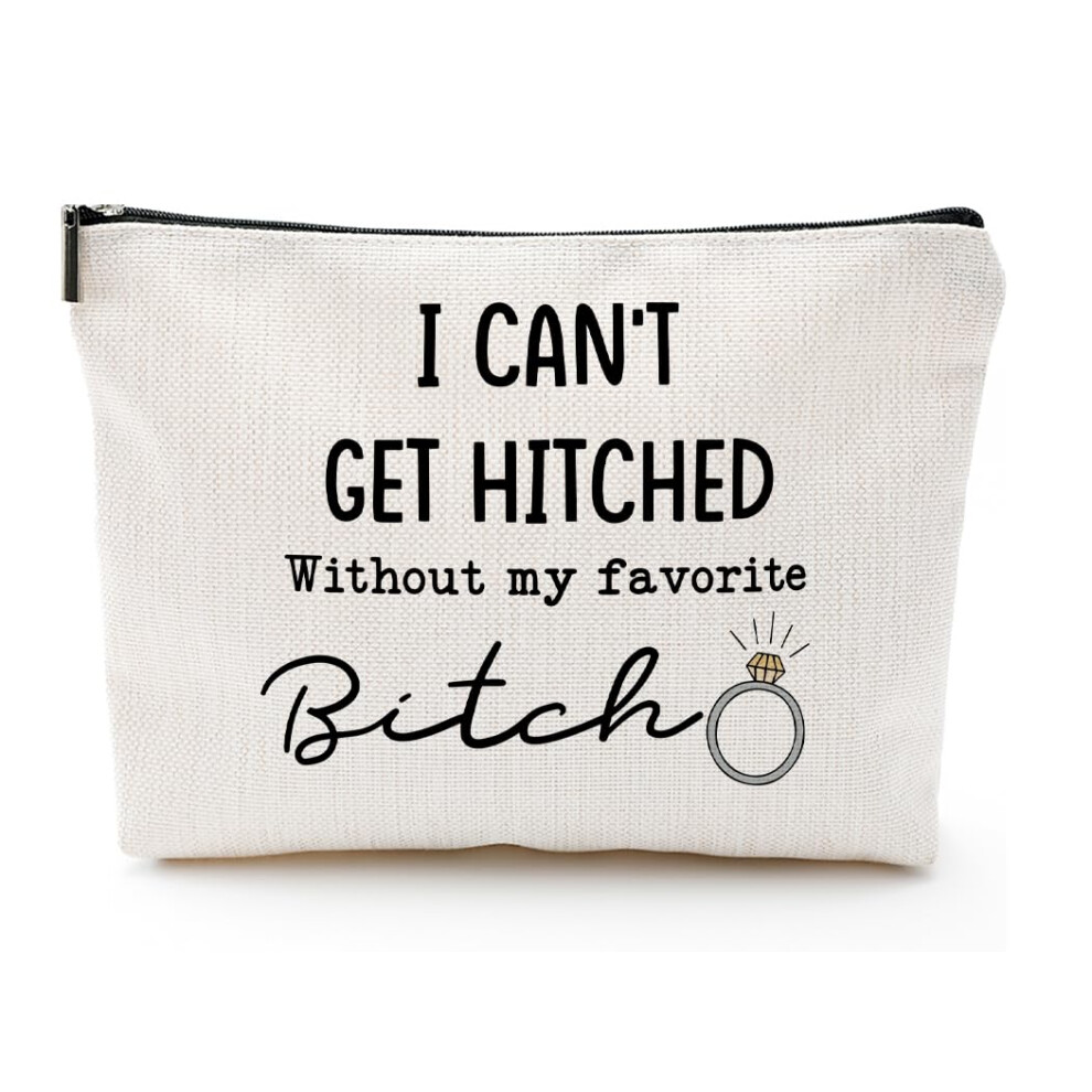 Baobeily I Can't Get Hitched Without My Favorite Canvas Makeup Bag - Bridesmaid Proposal Gifts Funny Wedding Gifts For Bridesmaids Bridal Party Accessories
