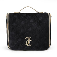 Juicy Couture Sort Makeup Taske Kosmetik Organizer Rejse Essentials H?ngekrog Hjerte Velour