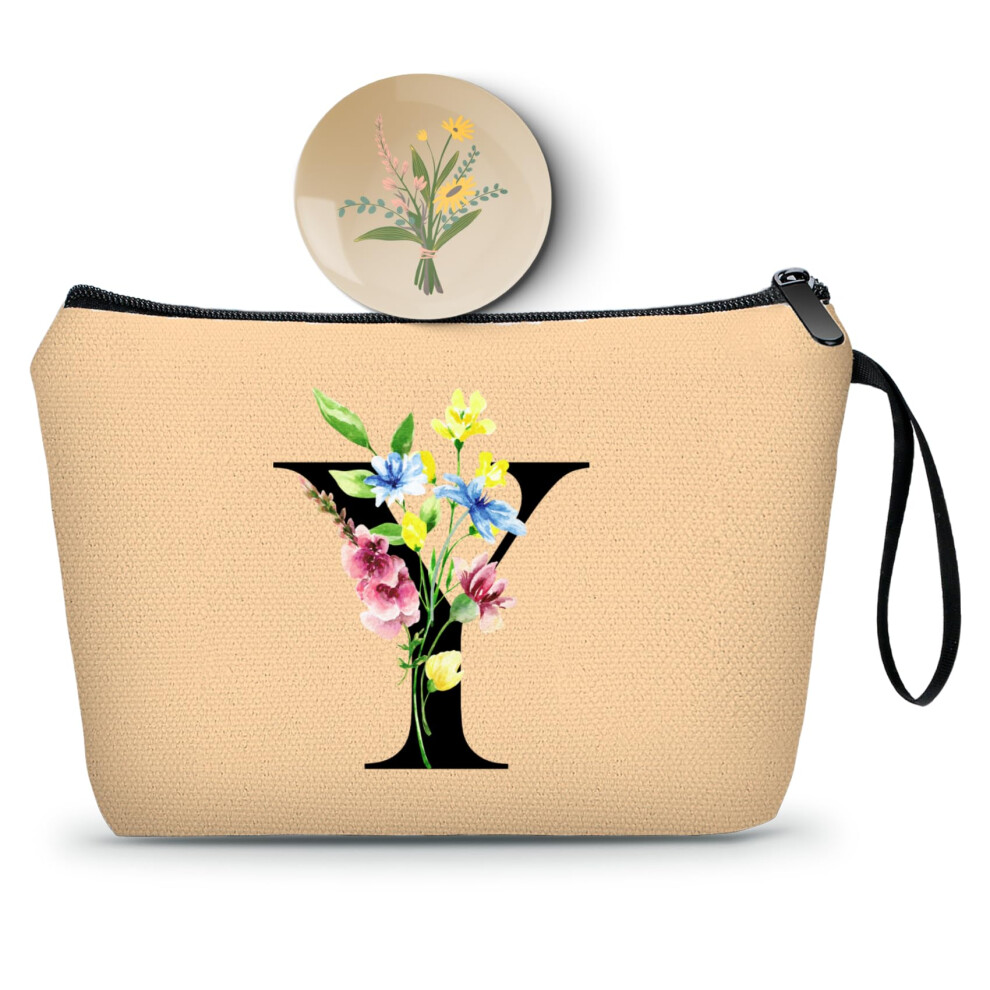Seamoon Appreciation Initial Monogram Gifts For Sisters From Sister Employees Team Bride Womens Unique Mom Personalized Makeup Cosmetic Bag With Mirror Mothe