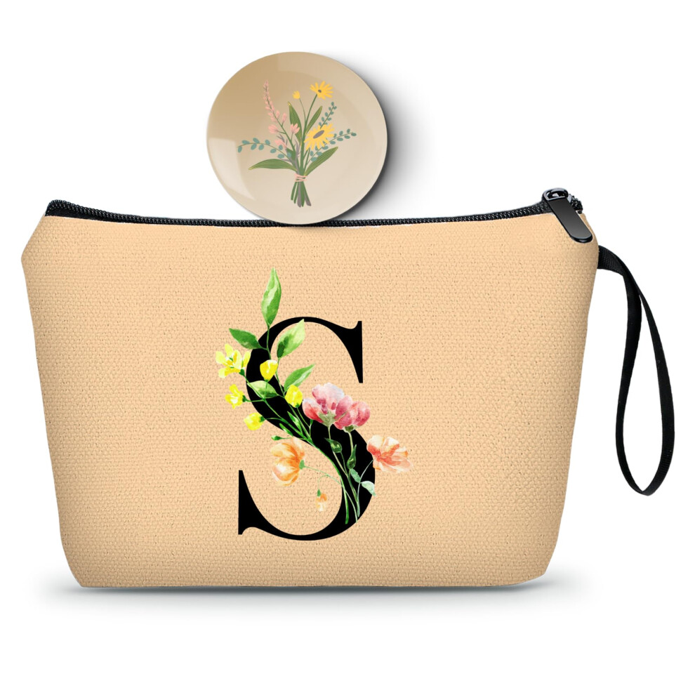 Seamoon Women Birthday Unique Bride To Be Bridal Shower Initial Gifts For Mom Sister Friend Her Teacher Aunt Makeup Cosmetic Bag With Mirror Mothers