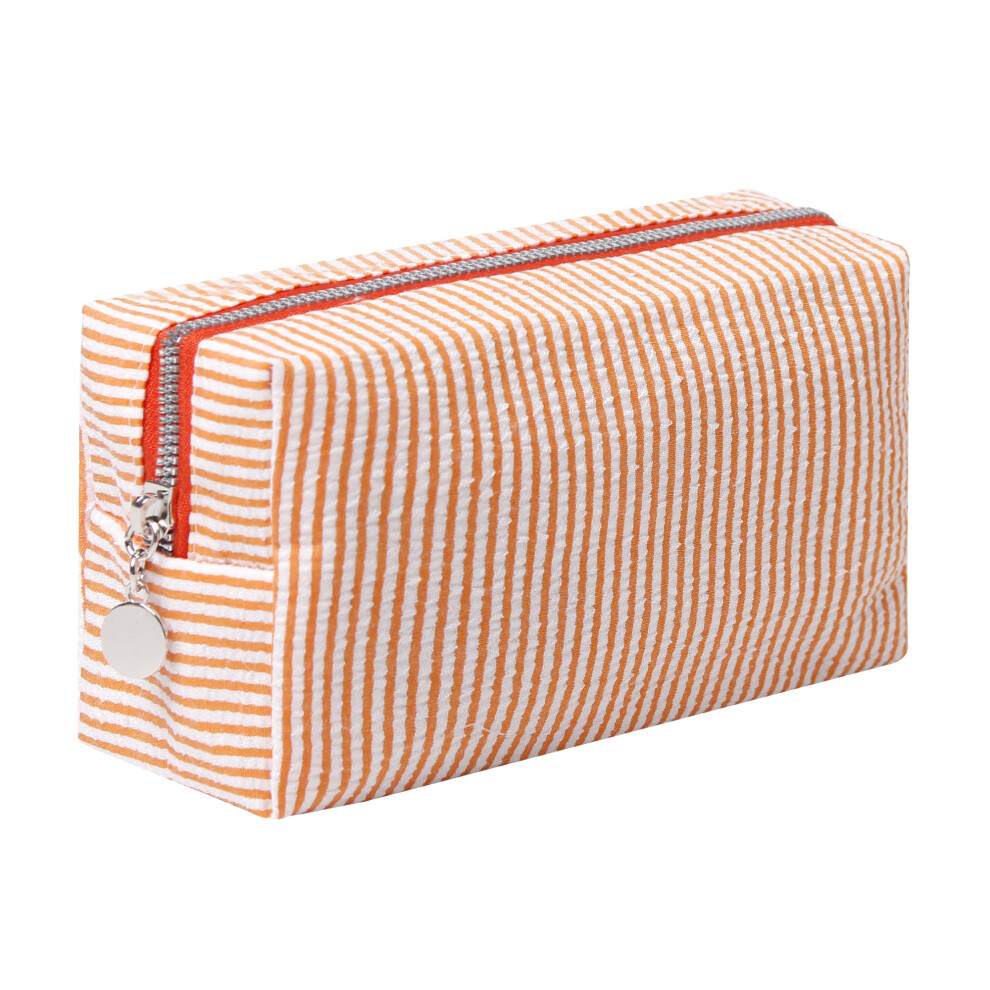 Ozaoz Orange Makeup Bag Cosmetic Bag Travel Toiletry Bag Aesthetic Canvas Organizer Bag Zipper Pouch For Women (M-)