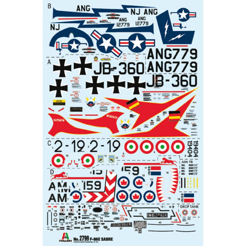 Kit modello in plastica Italeri 2799 F-86e Sabre 1 scala 48 2