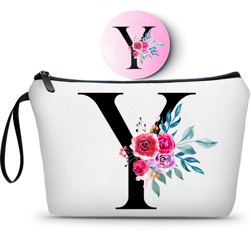 Ariosey Best Friend Birthday Gifts For Women Initial Makeup Bag Cosmetic Bag With Mirror Personalized Gifts Maid Of Honor Gifts Small Makeup Bag For