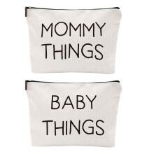 Taschenset fr Mama und Baby, Leinenbeutel-Set, Schwarz, Andenken fr frischgebackene Mtter, Reise-Kulturbeutel fr Babysachen, Geschenke zum Mu