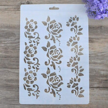 DIY Decorative Stencil Template for Painting on Walls Furniture Crafts (Rose Flower)