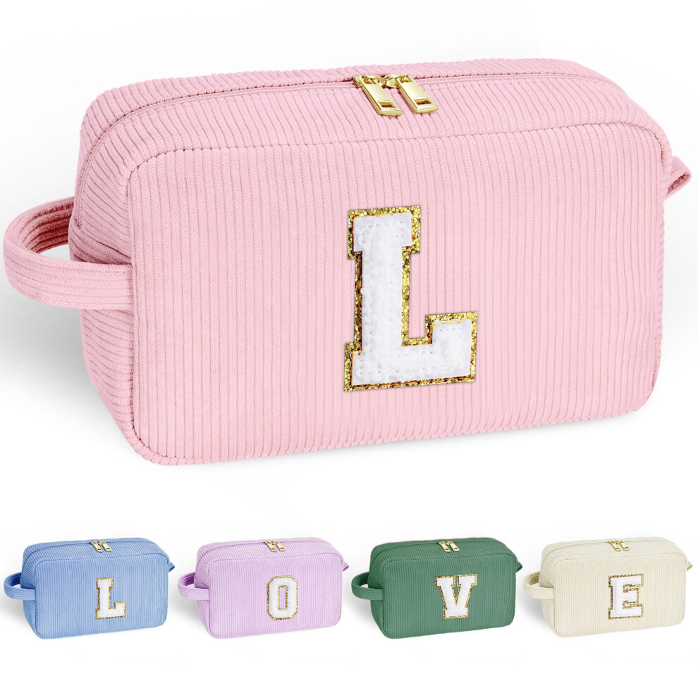 Yoolife Pink Cosmetic Bags For Women - Birthday Gifts For Girls Women Preppy Stuff Travel Makeup Bag Teacher Appreciation Gifts Makeup Bags Corduroy