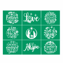 Kleine kerst herbruikbare zelfklevende zeefdruk stencil - Kerstmis Winter Mesh Transfers voor vakantie koffiebar kantoor binnen buiten huisdecoratie