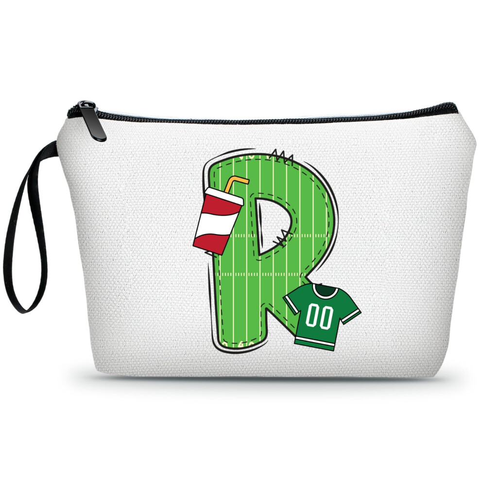 Ariosey Football Initial Birthday Graduation Gifts Cosmetic Travel Toiletry Bags Football Accessories Party Favors For Women Girls Daughter Niece Tea