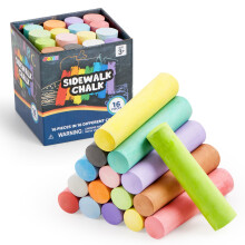 16 PCS Sidewalk Chalks Set Non-Toxic Washable Jumbo Chalk Bulk for Toddlers 1-3 Painting on Chalkboard Driveway and Playground Outdoor Activities