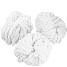 iDIY Chunky Yarn 3-pack n?gler (72 Yards) - Hvid - Fluffy Chenille-garn Perfekt til bl?de plader og babyt?pper, armstrikning, h?kling og g?r-det-