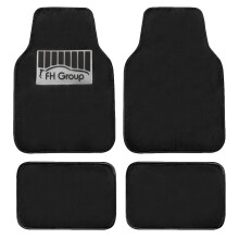 FH Group Universele Set Doe16 Nep Konijnenbont Autovloermatten voor de meeste Auto's, SUV's, Vrachtwagens en Vans Zwart