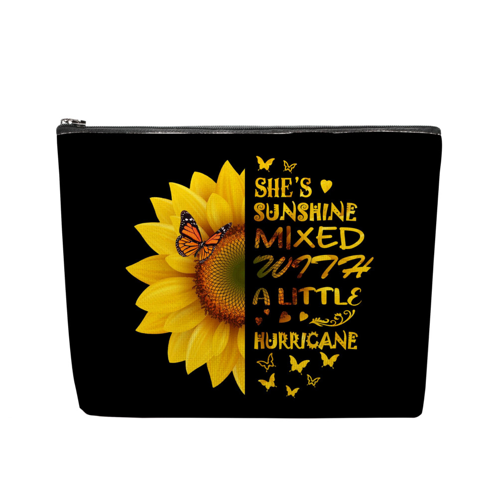 Rttlaluo Sunflower Cosmetic Bag For Women Sunflower Gifts For Women Floral Makeup Pouch Travel Toiletry Bag With Zipper Birthday Graduation Inspi
