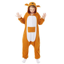 CANASOUR Kangaroo Onesie Halloween Kids Cosplay-asu tytille Animal Unisex -asu, yksiosainen hupullinen pehme pyjama, oranssi bileet 6-8 vuoden poik
