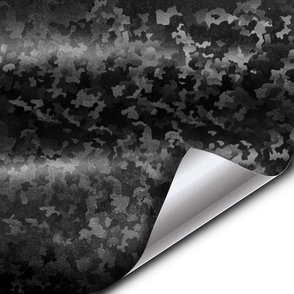 Vvivid+ Stealth Small Patternless Camouflage Vinyl Wrap Roll (3Ft X 5Ft) Black 628856032237