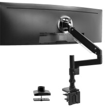 VIVO Premium Aluminum Single Screen Pneumatic Spring Monitor Arm Desk Mount Stand with Extension Pole | Fits One Screen up to 35" (STAND-V10