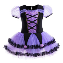 Elegante margherita per ragazze, tut? da balletto, costume da ballerina, body, gonna in tulle con paillettes e pon pon, viola, taglia 3T-4T