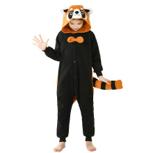 CANASOUR Tutina da panda rosso Halloween Costume cosplay per bambini Ragazze Animale Completo unisex Un pezzo Pigiama morbido con cappuccio Festa