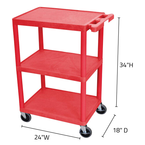 Luxor Multifunctionele Opbergwagen 3 Planken Structureel Schuim Plastic - Rood 2