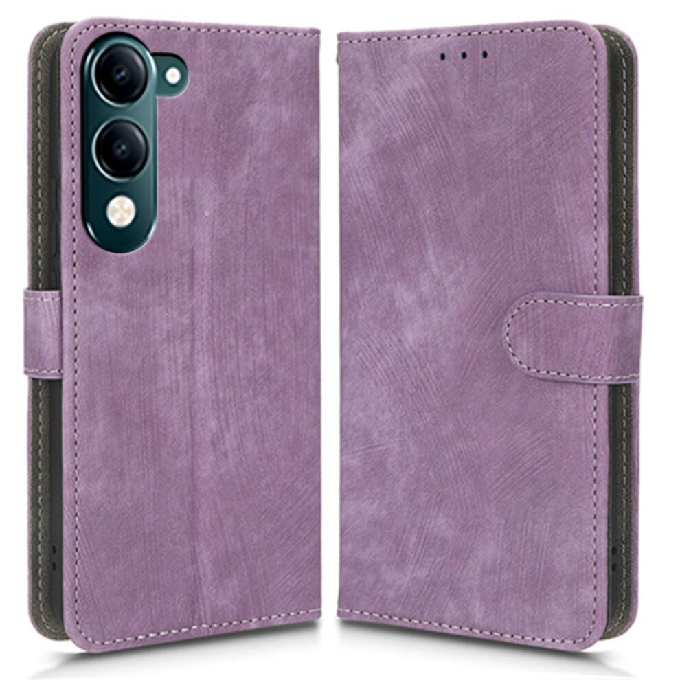 Case Compatible With Vivo Y29s 5G, Rfid Block Magnetic Flip Leather Shockproof Protective Cover With Card Slots, Kickstand Vivo Y29s 5G Purple 9339159296011