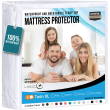 Utopia Bedding Waterdichte matrasbeschermer Twin XL-formaat Premium badstof matrashoes 200 GSM Ademende pasvorm met rekbare zakken (wit)