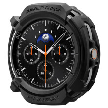 Spigen Rugged Armor, entworfen für Samsung Galaxy Watch 8 Classic 46 mm, robuste TPU-Hülle (2025) – Mattschwarz