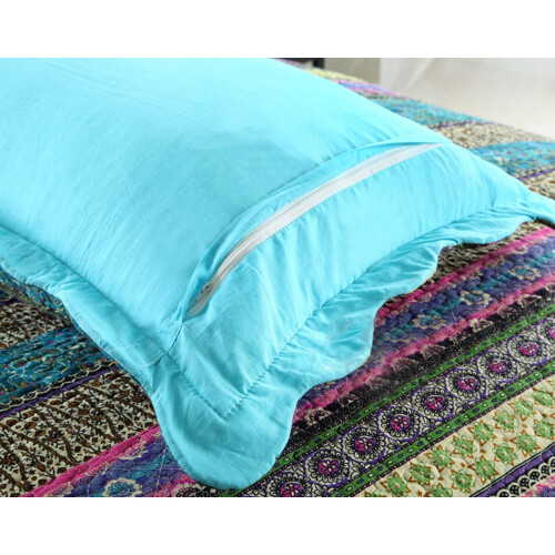 NEWLAKE Stribet Jacquard Style Bomuld Patchwork Senget?ppe Quilt S?t Twin Size 2