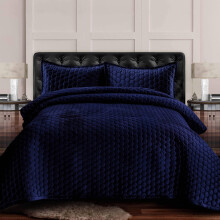Tribeca Living Velvet Twin Quilt Set - Tvdelat Lugano Honeycomb Stitch Sngklder Supermjukt 260GSM Velvet Oversized Quilt och One Sham rngott