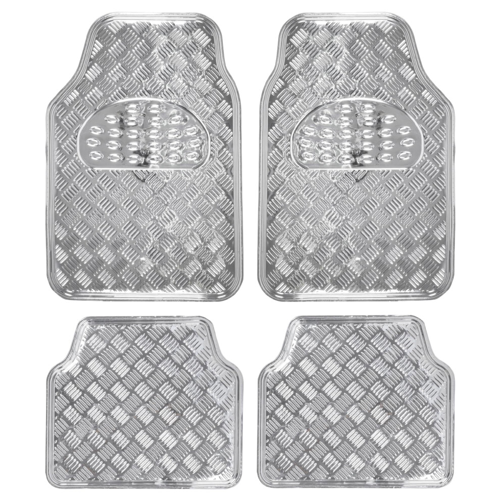 Bdk Metallic Chrome Car Floor Mats All Weather Versatile Fit Automotive Floor Mats For Cars Suvs Floor Mat For Trucks Car Mats Full Set Front & Rea 826942184864
