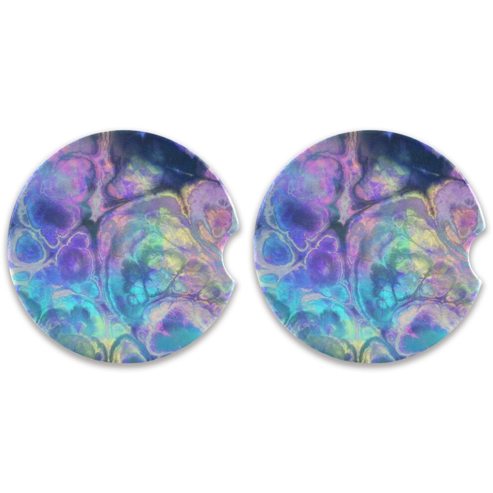 Burbuja Iridescent Rainbow Car Coasters For Cup Holder 2 Pack Absorbent Ceramic Car Cup Holder Coasters With Finger Notch Cute Car Assecories For W 5419798421556