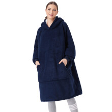 CozyLeep Tragbare Decke Hoodie Damen Herren Warm Sherpa bergroe Kapuzendecke Sweatshirt Geschenke fr Erwachsene Mutter Freundin (Marineblau)