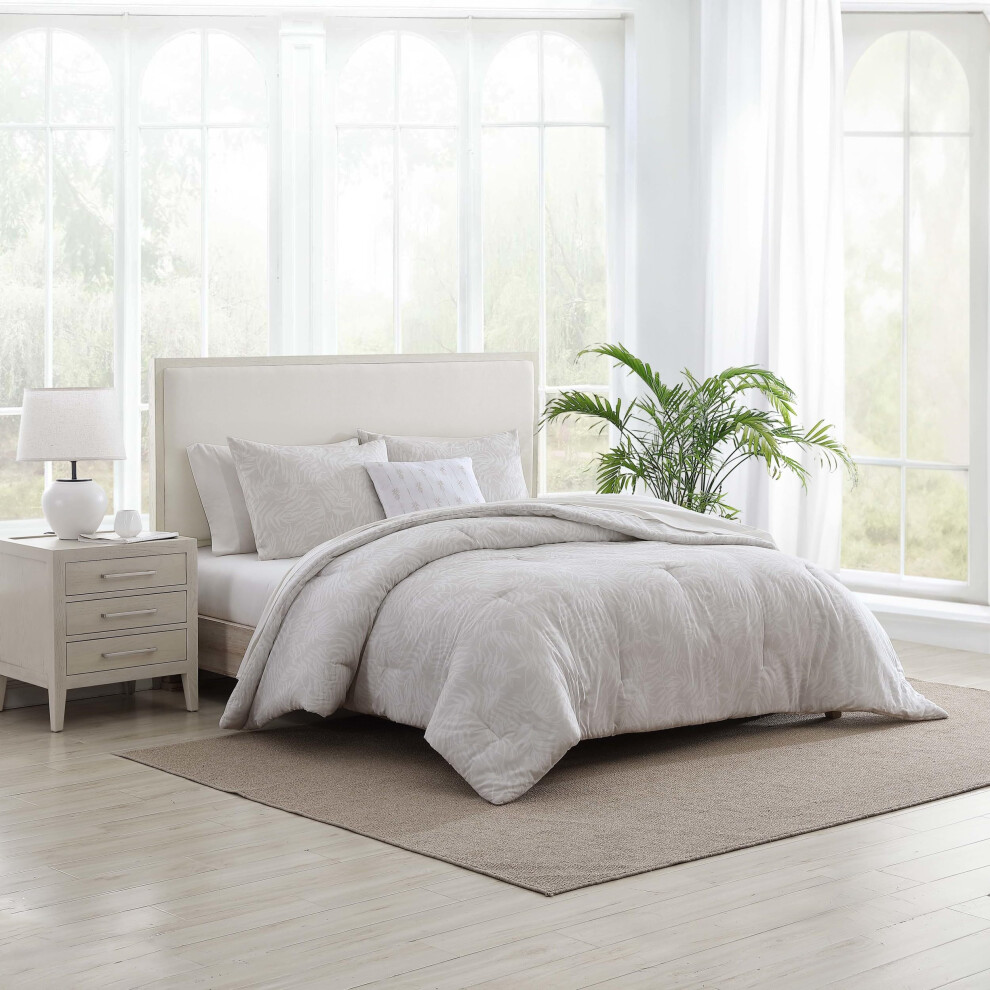 Tommy Bahama - King 8-Piece Bedding Cotton Comforter & Sheet Sets With Bonus Pillow Cover Tropical Inspired Bedding Set (Art Of Palms Beige King)