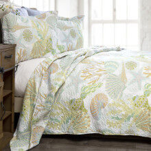 CARSTENS INC. Coastal Beach Sngklder Set Nautisk 2-delad mikrofiber Ocean Quilt Coastal Reef Twin