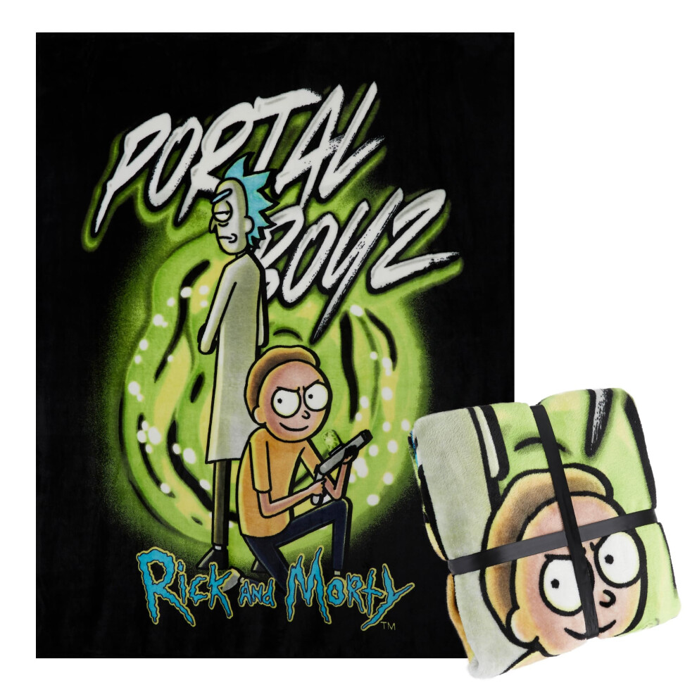 Rick & Morty Unisex Multicolor Cartoon Characters Fluffy Blanket - Image 2