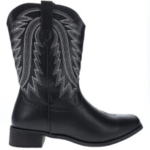 Searchers SC200917BKL zwarte cowboylaarzen voor heren vierkante neus geborduurde westerse laars maat groot 10/11