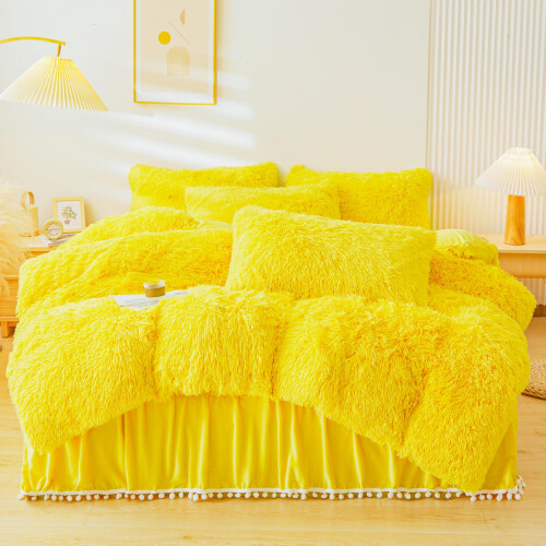 ERLOXO Fluffy Yellow Comforter Cover Set King