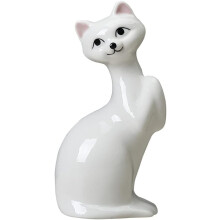 Homenagem a um animal de estimação falecido: vasos de cerâmica em formato de gato sem rabo. Material cerâmico de alta qualidade para uma bela