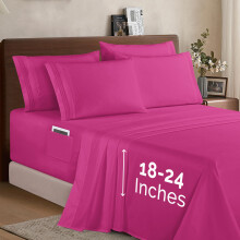Elegant Comfort 1500 Premium Quality 6-Piece Bed Sheet Set - 18-24 Inch Extra Deep Pocket Smart Storage Pockets Wrinkle Free Ultra Soft 6PC Extra D