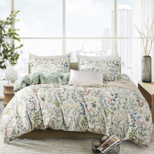 BUPIRD King Pslakan Bomull Blommig 100 % Mjuk Bomull 3 delar Sngklder Set fr tjejer Frsch Chic Trdgrdsstil Grn Botaniskt Blommnster Tryc