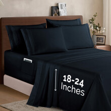 Elegant Comfort 1500 Premium Quality 6-Piece Bed Sheet Set - 18-24 Inch Extra Deep Pocket Smart Storage Pockets Wrinkle Free Ultra Soft 6PC Extra D