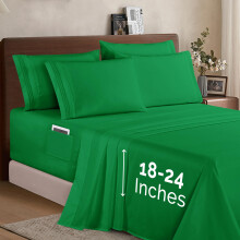 Elegant Comfort 1500 Premium Quality 6-Piece Bed Sheet Set - 18-24 Inch Extra Deep Pocket Smart Storage Pockets Wrinkle Free Ultra Soft 6PC Extra D