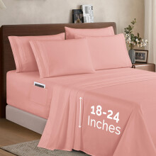 Elegant Comfort 1500 Premium Quality 6-Piece Bed Sheet Set - 18-24 Inch Extra Deep Pocket Smart Storage Pockets Wrinkle Free Ultra Soft 6PC Extra D