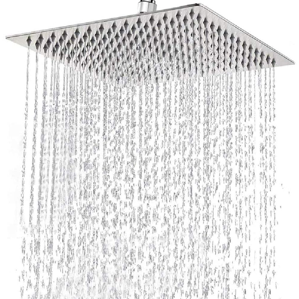 High Pressure Rain Shower Head, 304 Stainless Steel Large Rainfall Showerhead For Bathroom, Easy To Install, Awesome Shower Experience (Square, 12 Inc 717361012237