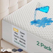 Ohgeni 100% waterdichte matrasbeschermer Twin-2 Pack hoeslaken met rekbare zakken Diepe slaap Geruisloos Zacht. Ademende koeling Hypoallergeen materi