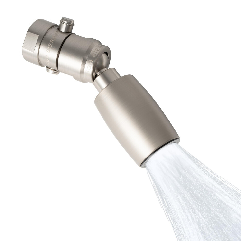 High Sierra Showerheads - Classic Solid Metal 2.0 Gpm Award Winning High Pressure Shower Head With Trickle Valve Patented Nozzle Never Clogs - Brus 748528754974
