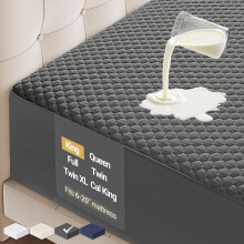 OhGeni 100% Waterdichte Matrasbeschermer, King-Grijs Matrassenpad, Geschikt voor 6"-20" Matrassen met Diepe Hoek