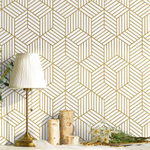 CiCiwind Papier peint  dcoller et  coller style bohme moderne blanc et dor papier de contact gomtrique pour armoires papier peint autocoll