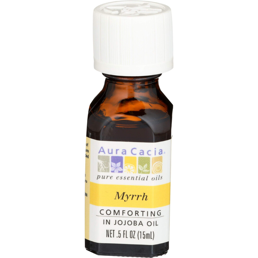 Aura Cacia White Myrrh Essential Oil (In Jojoba Oil) | 0.5 Fl. Oz. | Commiphora Myrrha
