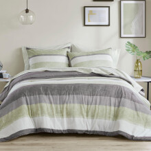 Madison Park Jaxon Twin Dyne S?t Seng i En Taske Dyne & Lagen S?t Moderne Casual Stripes Print All Seasons Bl?dt Senget?j Makeover Matchende Sham